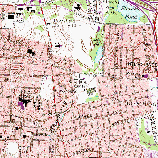 Topographic Map of Eastside Plaza Shopping Center, NH