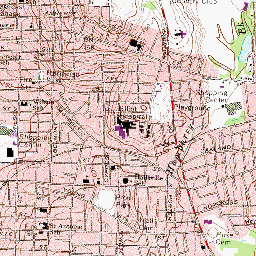 Topographic Map of Elliot Hospital Medical Library, NH