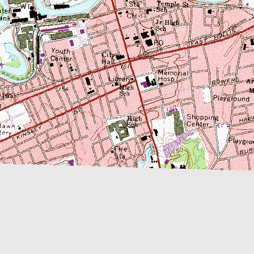 Topographic Map of Elm Street Middle School, NH