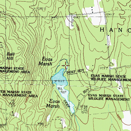 Topographic Map of Evas Marsh, NH