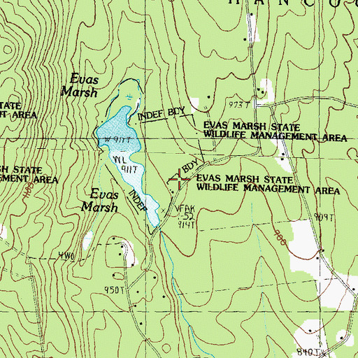 Topographic Map of Evas Marsh State Wildlife Management Area, NH