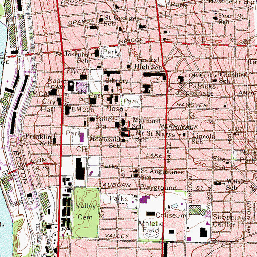 Topographic Map of First Assembly of God Church, NH