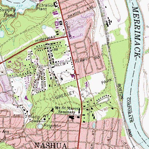 Topographic Map of First Baptist Church, NH
