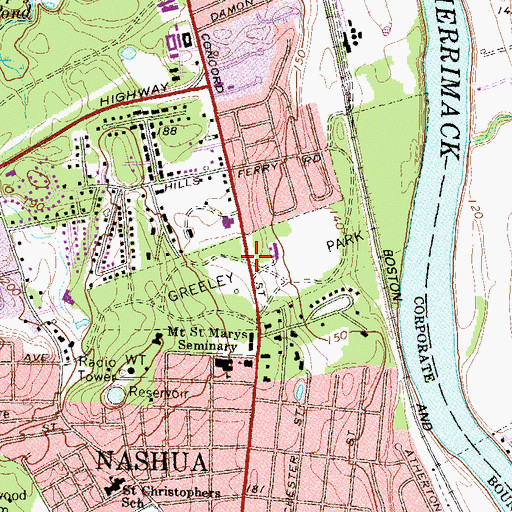 Topographic Map of First Church of Christ Scientist, NH