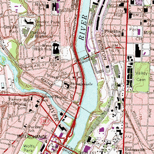 Topographic Map of First Presbyterian Church, NH