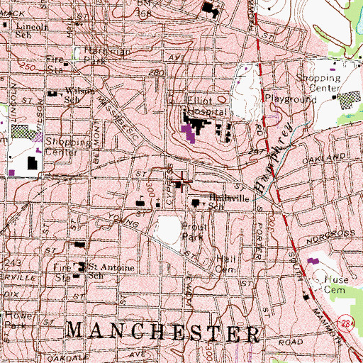 Topographic Map of First United Methodist Church, NH