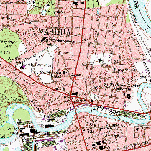 Topographic Map of General George Stark House, NH