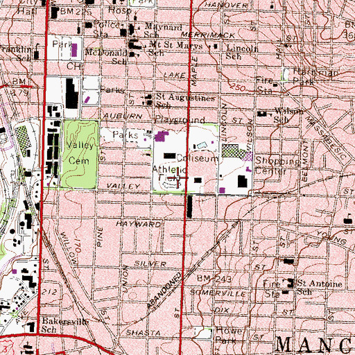 Topographic Map of Gill Stadium, NH
