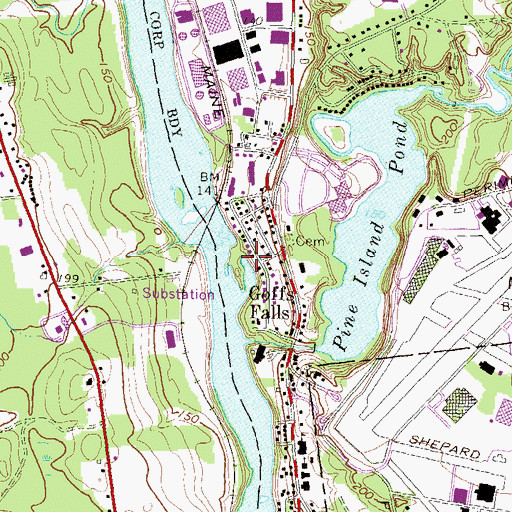 Topographic Map of Goffs Falls Park, NH