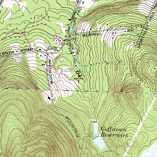 Topographic Map of Goffstown Covered Railroad Bridge, NH