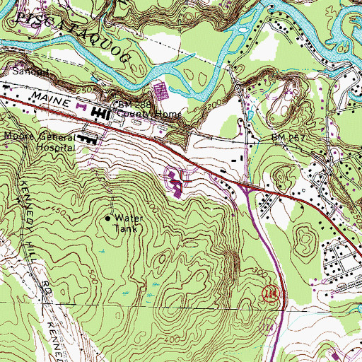 Topographic Map of Goffstown Plaza Shopping Center, NH