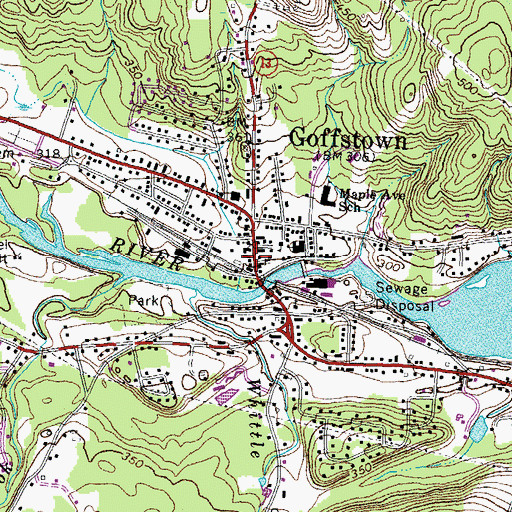 Topographic Map of Goffstown Town Hall, NH
