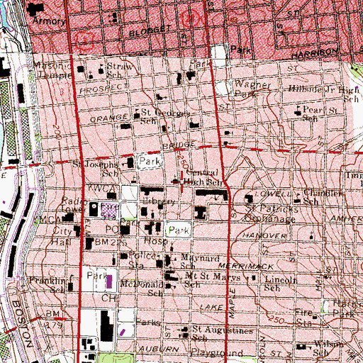 Topographic Map of Grace Episcopal Church, NH