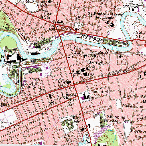 Topographic Map of Greater Nashua Chamber of Commerce, NH