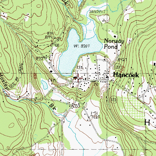 Topographic Map of Hancock Meeting House (historical), NH