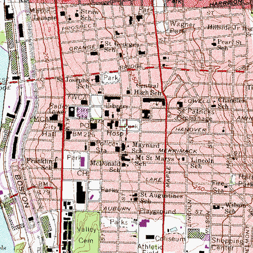 Topographic Map of Hanover Street Congregational Church, NH