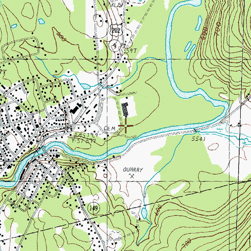Topographic Map of Hillsboro United Methodist Church, NH