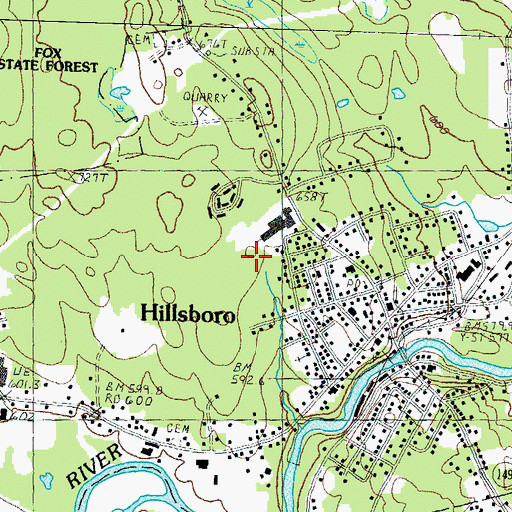Topographic Map of Hillsboro - Deering Middle School, NH