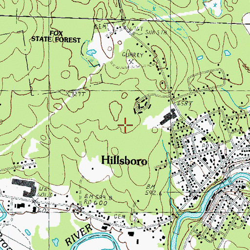 Topographic Map of Hillsboro - Deering High School, NH