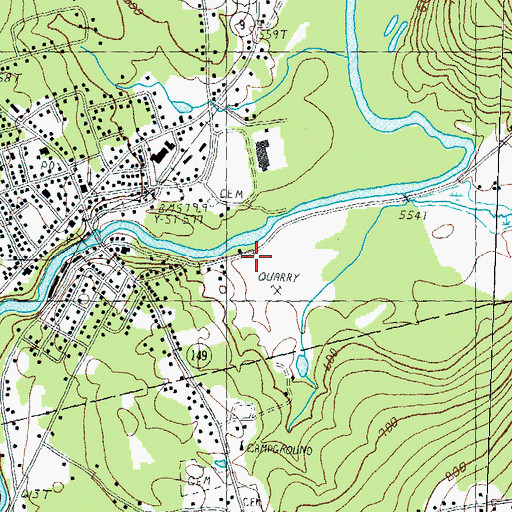 Topographic Map of Hillsboro-Deering Railroad Covered Bridge, NH