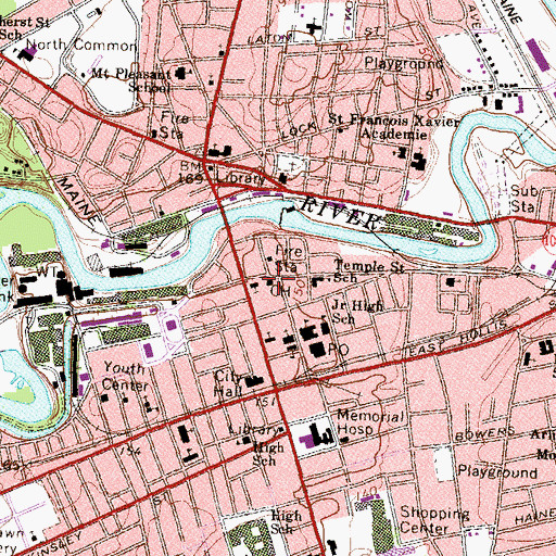 Topographic Map of Hillsborough County Courthouse, NH