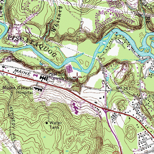 Topographic Map of Hillsborough County Farm, NH