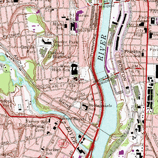 Topographic Map of Hillsborough Fire Station, NH