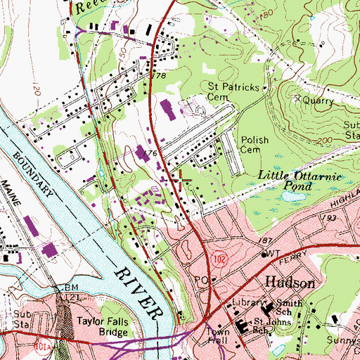 Topographic Map of Hudson Chamber of Commerce, NH