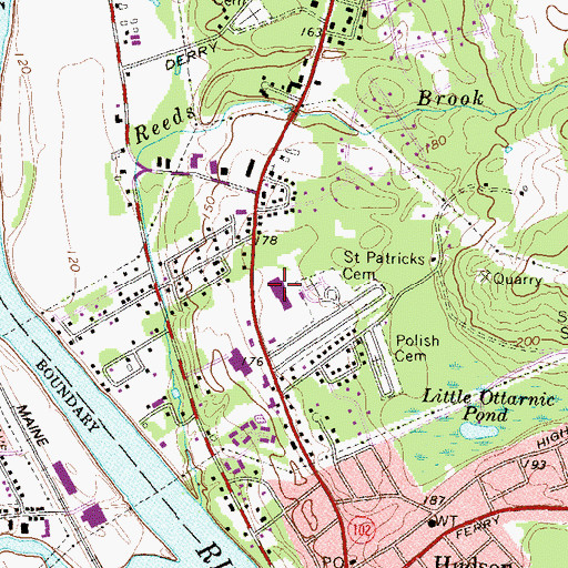 Topographic Map of Hudson Mall Shopping Center, NH
