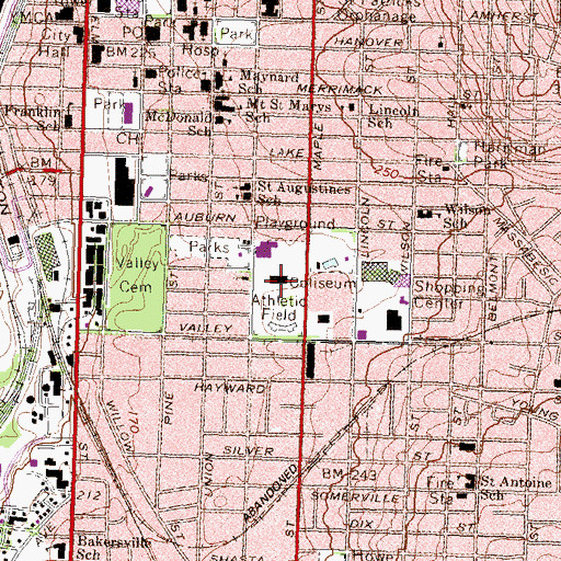 Topographic Map of JFK Memorial Coliseum, NH