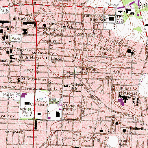 Topographic Map of Lake Fire Station, NH