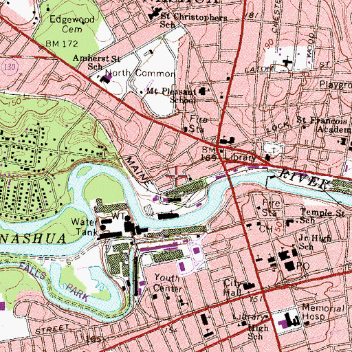 Topographic Map of Library Hill, NH