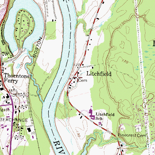 Topographic Map of Litchfield Community Presbyterian Church, NH