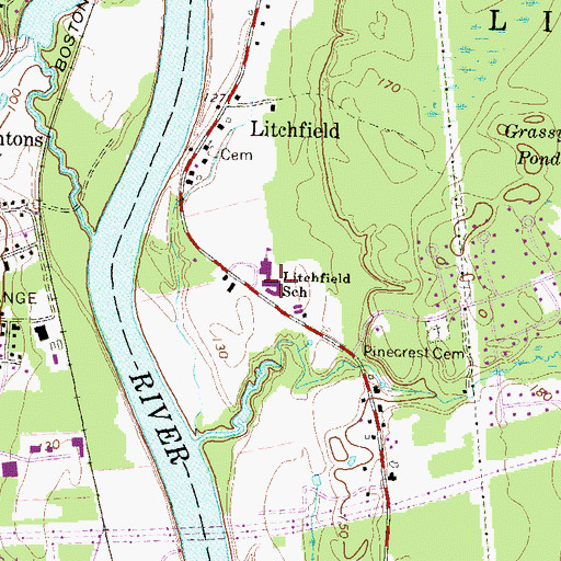 Topographic Map of Litchfield Elementary School, NH