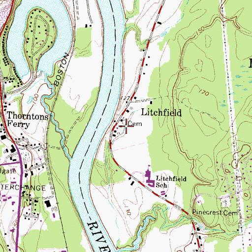 Topographic Map of Litchfield Public Library, NH