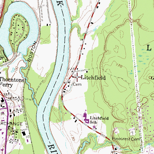 Topographic Map of Litchfield Town Hall, NH