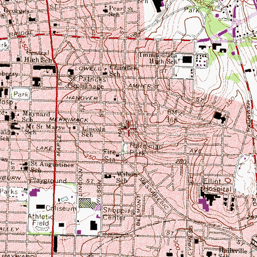 Topographic Map of Manchester Alliance Church, NH