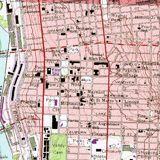Topographic Map of Manchester Institute of Arts and Sciences (historical), NH