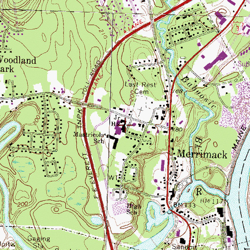 Topographic Map of Mastricola Middle School, NH