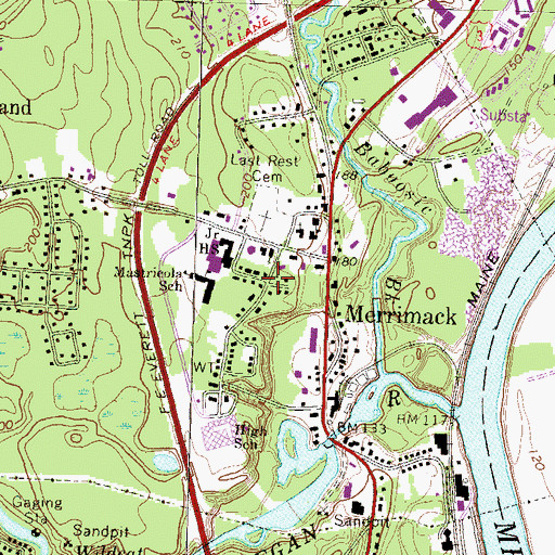 Topographic Map of Merrimack Town Hall, NH