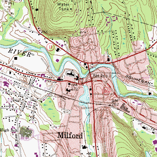 Topographic Map of Milford Elementary School, NH
