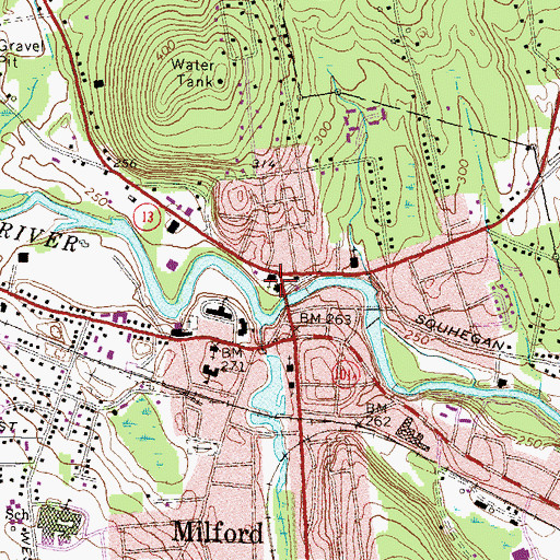 Topographic Map of Milford United Methodist Church, NH