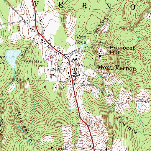 Topographic Map of Mont Vernon Congregational Church, NH