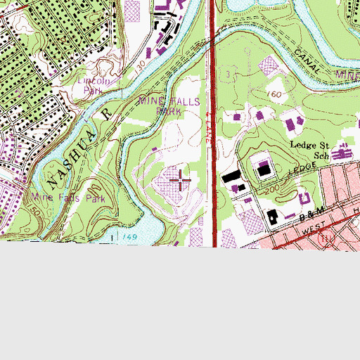 Topographic Map of Nashua High School South, NH