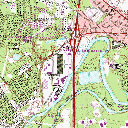 Topographic Map of Nashua Mall Shopping Center, NH