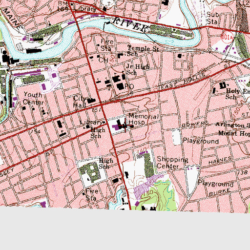 Topographic Map of Southern New Hampshire Medical Center, NH