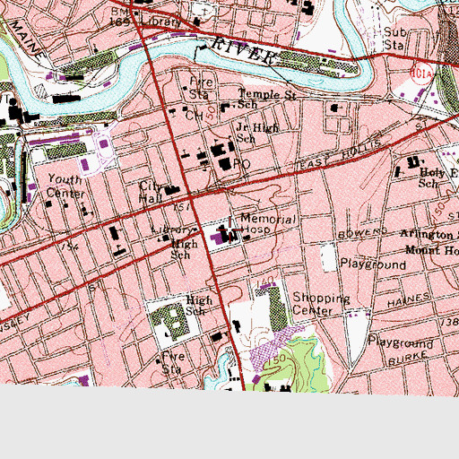Topographic Map of Nashua Memorial Hospital Health Science Library, NH