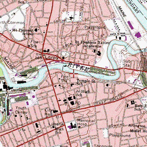 Topographic Map of Nashua Public Library, NH