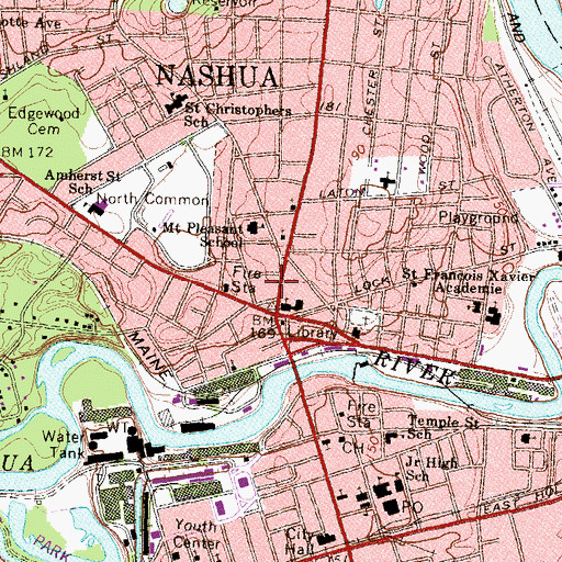 Topographic Map of Nashville Historic District, NH