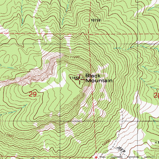 Topographic Map of Black Mountain, CO